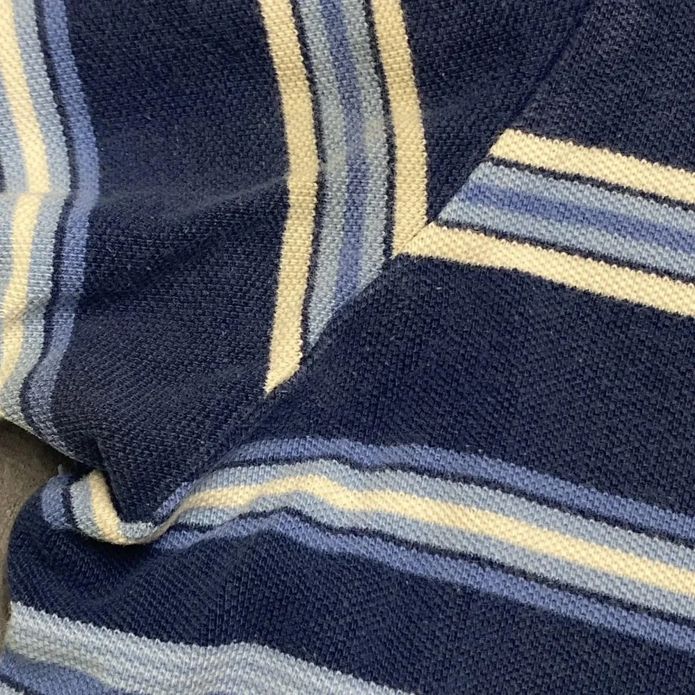 Polo Ralph Lauren Polo Shirt Mens 2XL Blue Stripe 100% Cotton Pony Logo